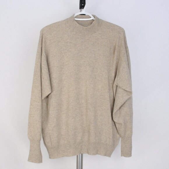 NWT Vtg John Laing 100% Cashmere Tan Mockneck Pullover Sweater Sz 44 - Picture 1 of 10